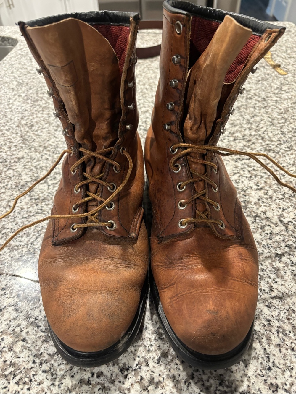 Redwing-Men's Brown Leather Lace-Up Work Boots